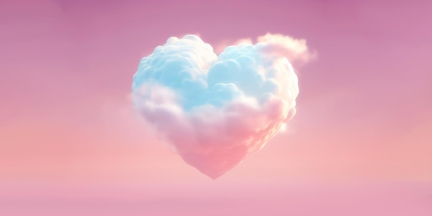 Nuvola a forma di cuore su sfondo rosa San Valentino