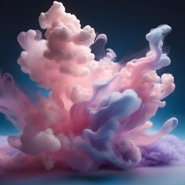 nuvola astratta di fumo rosa su sfondo blu