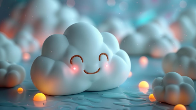 nuvola bianca con una faccia sorridente sotto forma di occhi e bocca