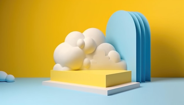 Nuvola colorata 3d e podio AI generativa