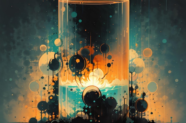 Nuvola di bolle bollente in bottiglia di vetro immagine astratta carta da parati illustrazione di sfondo