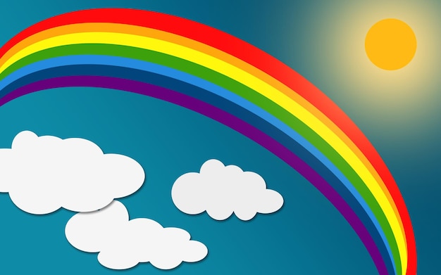 Nuvola e Arcobaleno in carta cielo blu art