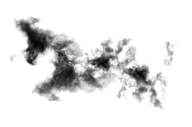 Nuvola isolata su sfondo bianco Fumo testurato Abstract nero