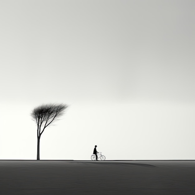 nuvole bianche dell'albero paesaggio ultra minimalista silhouette di nuvole di nebbia di tendenza morbida e sognante