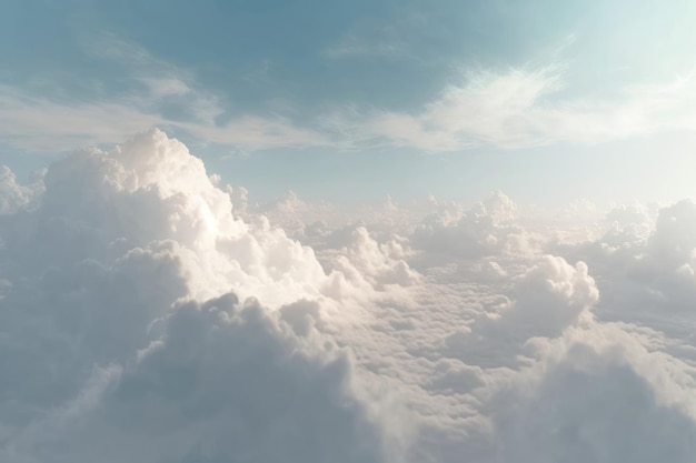 Nuvole bianche e cielo blu dalla vista della finestra dell'aeroplano Sfondo Cloudscape