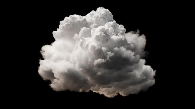 Nuvole bianche isolate su sfondo nero IA generativa