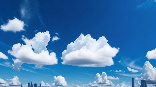 Nuvole bianche su un cielo blu e sullo sfondo del mare