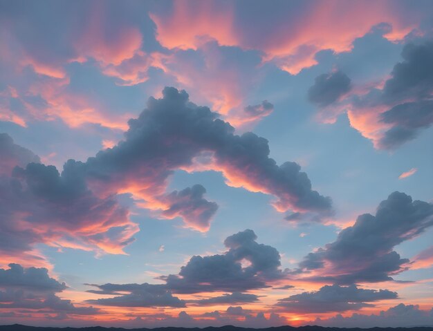 Nuvole colorate pastello sullo sfondo del cielo all'alba