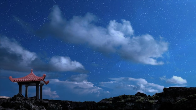 Nuvole con un cielo stellato di notte Paesaggio notturno