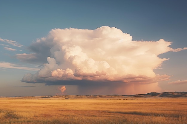 Nuvole cumulus che si innalzano sopra un paesaggio