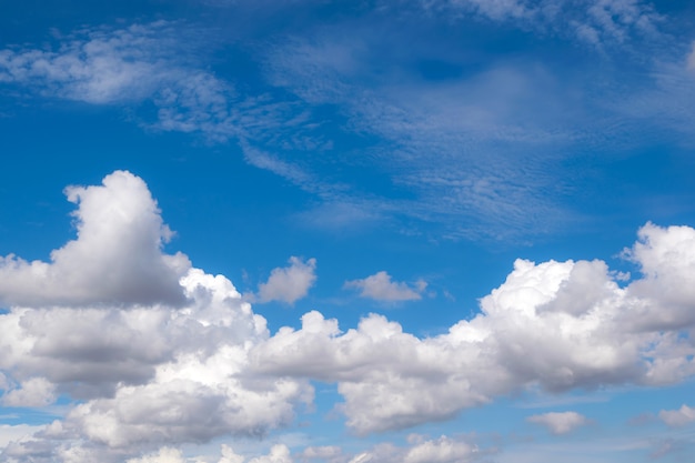 Nuvole lanuginose bianche nel cielo blu per il concetto della natura del backgrop o del fondo