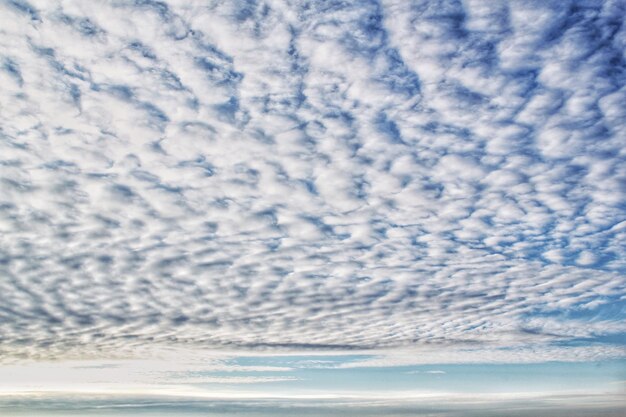 Nuvole morbide di luce bianca che galleggiano nel cielo blu. Priorità bassa di paesaggio di mattina della natura. Sereno vento primaverile