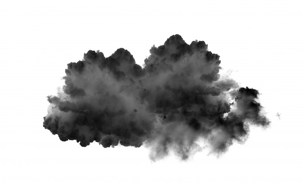 Nuvole o fumo neri isolati su bianco