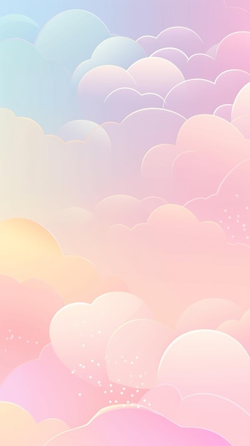 Nuvole pastello su uno sfondo pastello con un cielo rosa e la nuvola di parole.