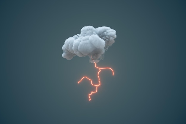 Nuvole scure e fulmini previsione meteo rendering 3d disegno digitale al computer