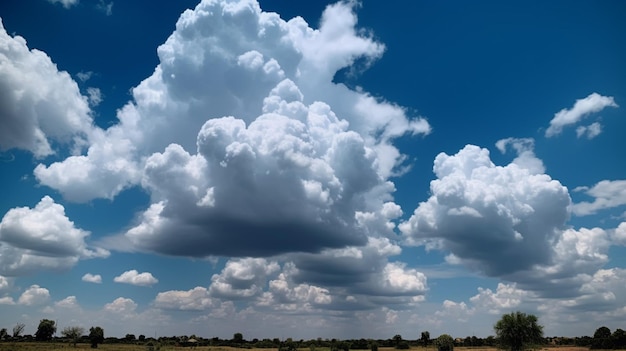 Nuvole sopra il campo e il cielo