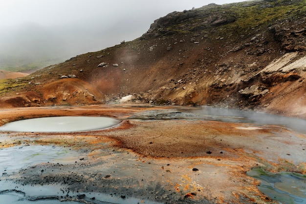 Nuvoloso paesaggio naturale in riva al lago