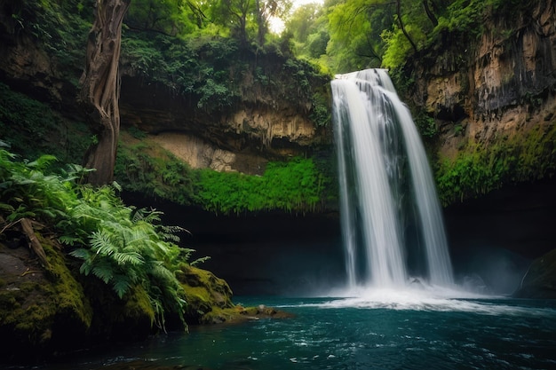 Oasi di cascate tropicali in una giungla verde e lussureggiante