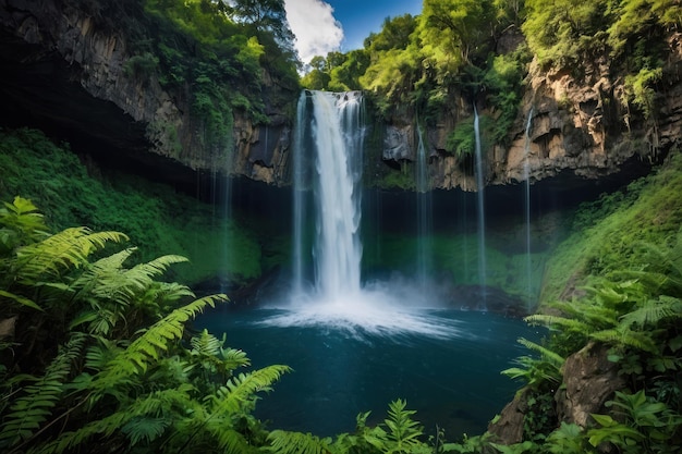 Oasi di cascate tropicali in una giungla verde e lussureggiante