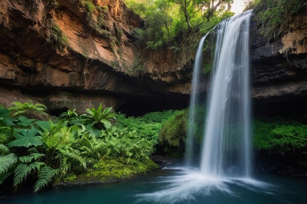 Oasi di cascate tropicali in una giungla verde e lussureggiante