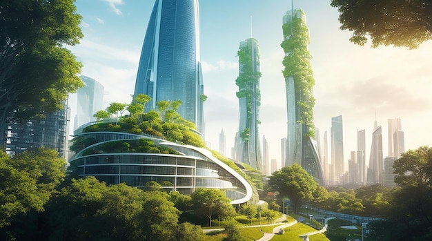 Oasi urbana futuristica Uno straordinario skyline ecologico che ridefinisce il settore immobiliare e la sostenibilità