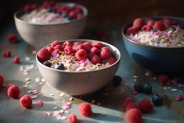 Oatmeal con bacche IA generativa