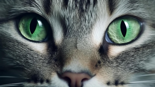 Occhi verdi svegli del gatto di rotolamento che osservano