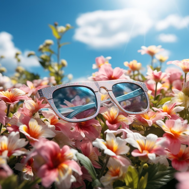 Occhiali con fiori generati con l'AI