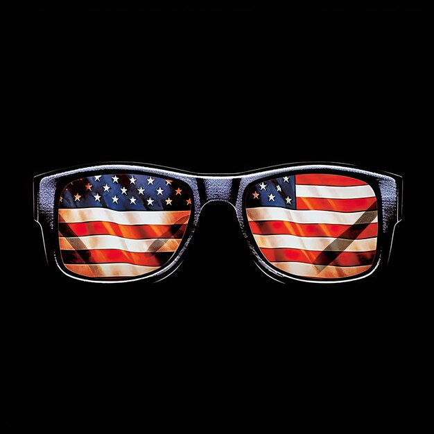 occhiali da sole a fotogramma completo bandiera americana illustratore schiena nera sfondo bianco HD foto bianco isolato