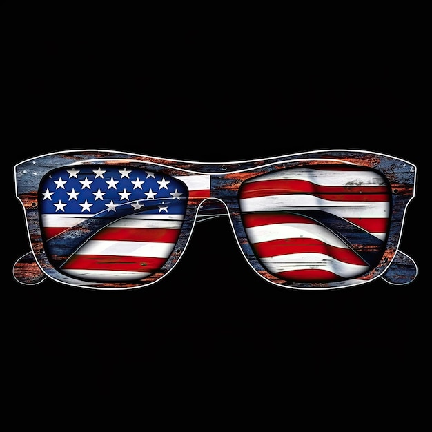 occhiali da sole a fotogramma completo bandiera americana illustratore schiena nera sfondo bianco HD foto bianco isolato