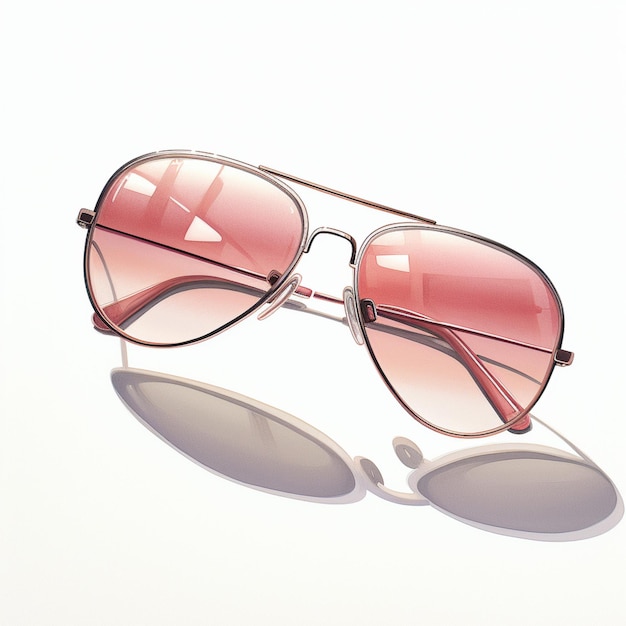 occhiali da sole con lenti rosa su una superficie bianca ai generativa