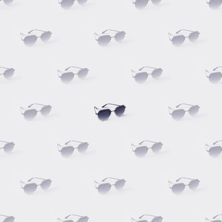 Foto occhiali da sole su sfondo bianco con motivo senza cuciture elegante ombra