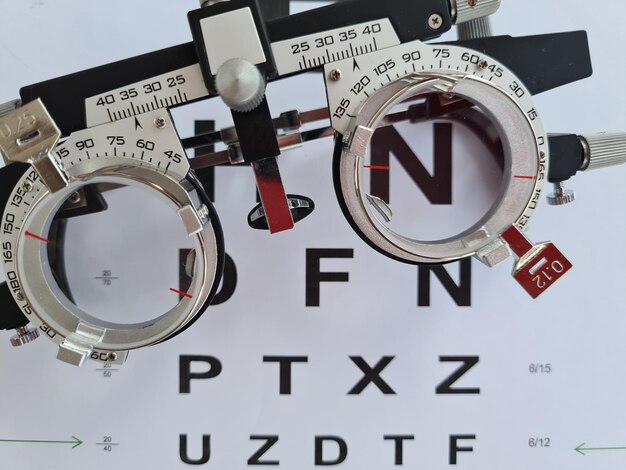 Occhiali per lenti correttive e concetto di oftalmologo e oftalmologia