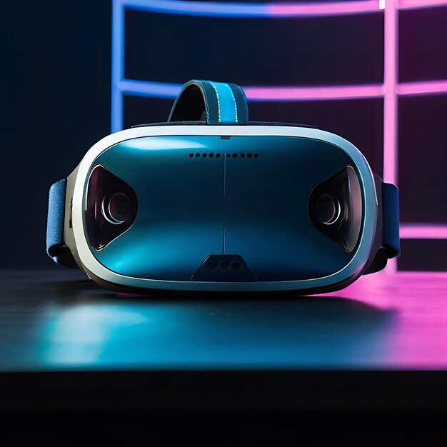 Occhiali VR per i giochi Un auricolare di realtà virtuale è seduto su un tavolo dotato di AI