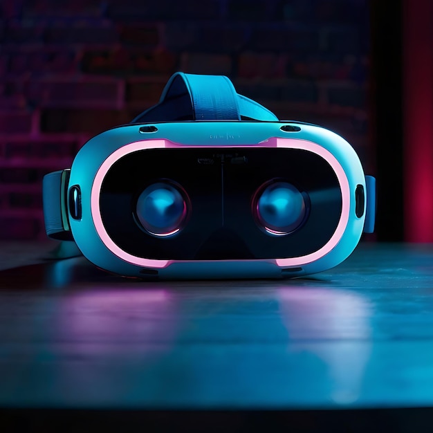 Occhiali VR per i giochi Un auricolare di realtà virtuale è seduto su un tavolo dotato di AI