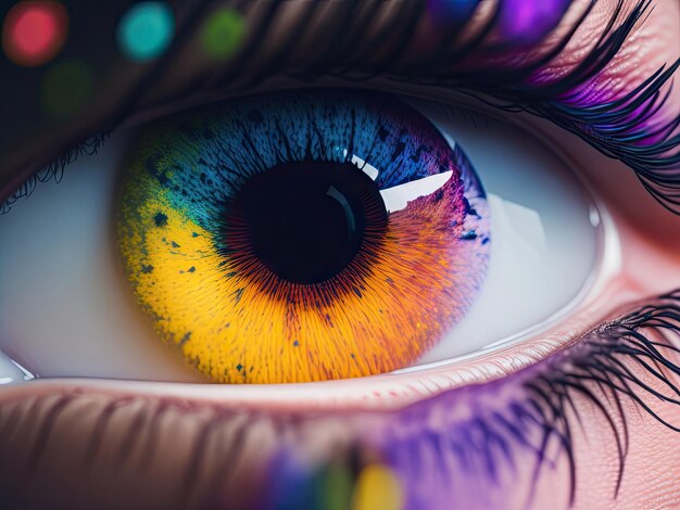 Occhio femminile con pupilla colorata Primo piano ai generativo