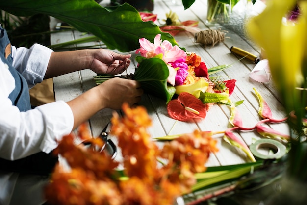 Occupazione al dettaglio del negozio di fiori di piccola impresa