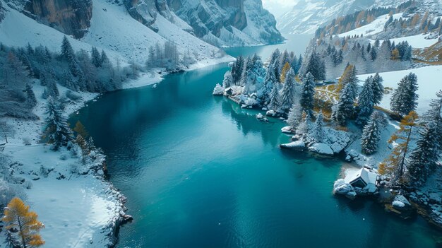 Oeschinensee bellezza serena acque turchesi abbracciano le Alpi innevate AI Generative