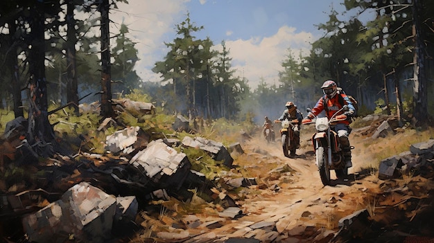 Off Road Adventure Bike Trail pittura a olio