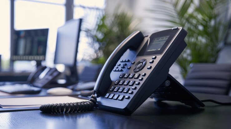 Office phone with multiple lines and extensions