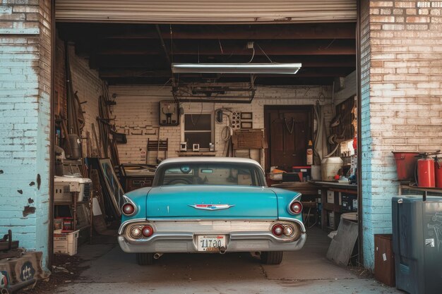 Officina di auto retrò vuota