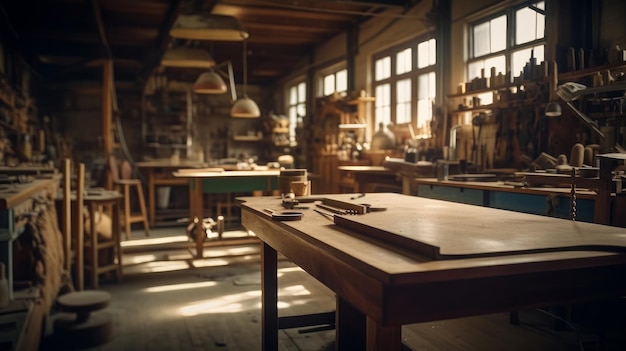 Officina Uno spazio designato per la lavorazione del legno metalwork AI generato