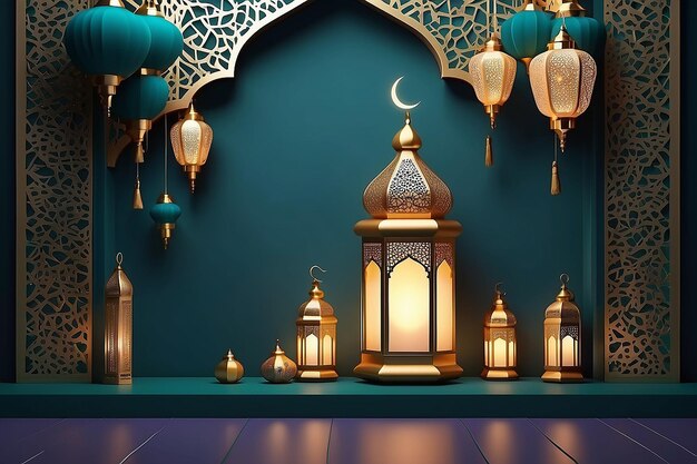 Oggetti decorativi nell'Islam Ornamenti vettoriali per il mese di Ramadan o Eid al-Fitr