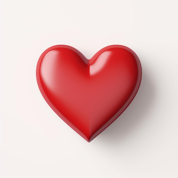 Oggetto a forma di cuore rosso isolato su sfondo bianco Rendering 3D