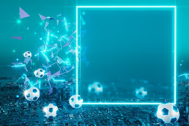 Oggetto della palla di calcio nel neon della luce del fondo astratto