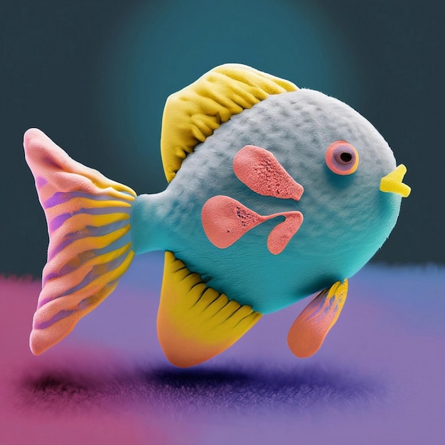 Oggetto icona CGI 3d stilizzato pesce