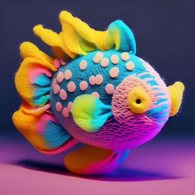 Oggetto icona CGI 3d stilizzato pesce
