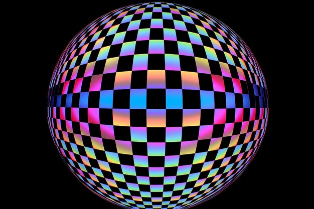 oggetto rotondo colorato su sfondo nero tracciamento di raggi sfera ulticolore su sfondo nera op