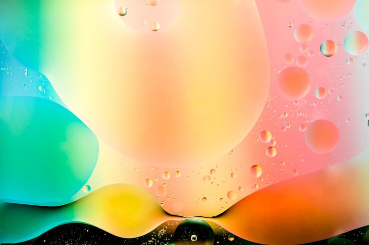 Photo oil mixed with water on colorful background