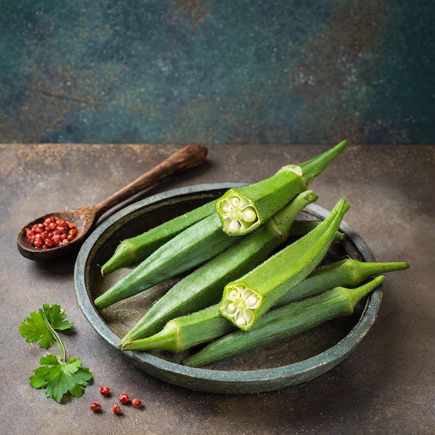 okra fresca isolata su sfondo bianco